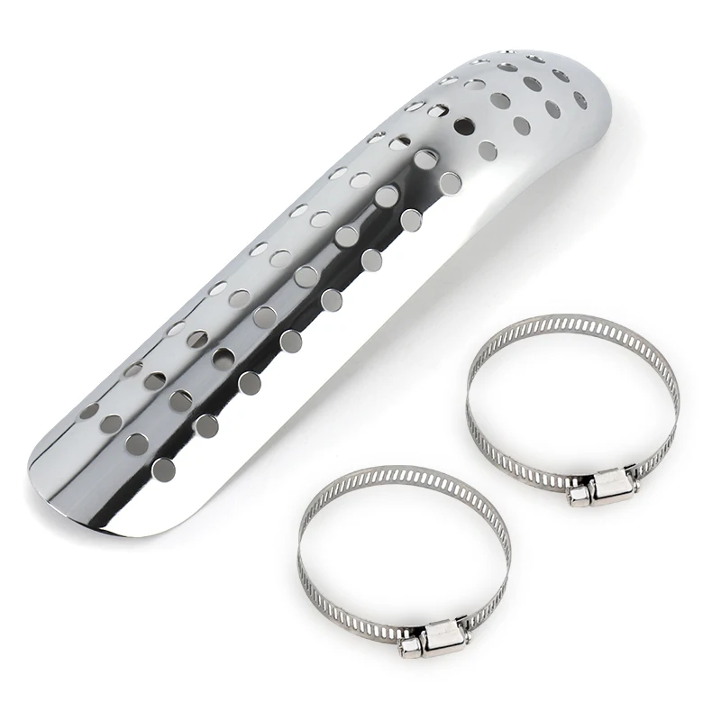 

Хромированный изогнутый глушитель для мотоцикла, теплозащитный экран, универсальная защита для велосипедов, чопперы, круизеров