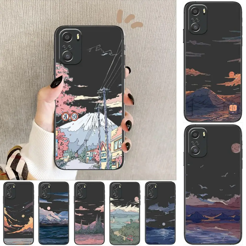 

Sunset Scenery For Xiaomi Redmi Note 10S 10 9T 9S 9 8T 8 7S 7 6 5A 5 Pro Max Soft Black Phone Case