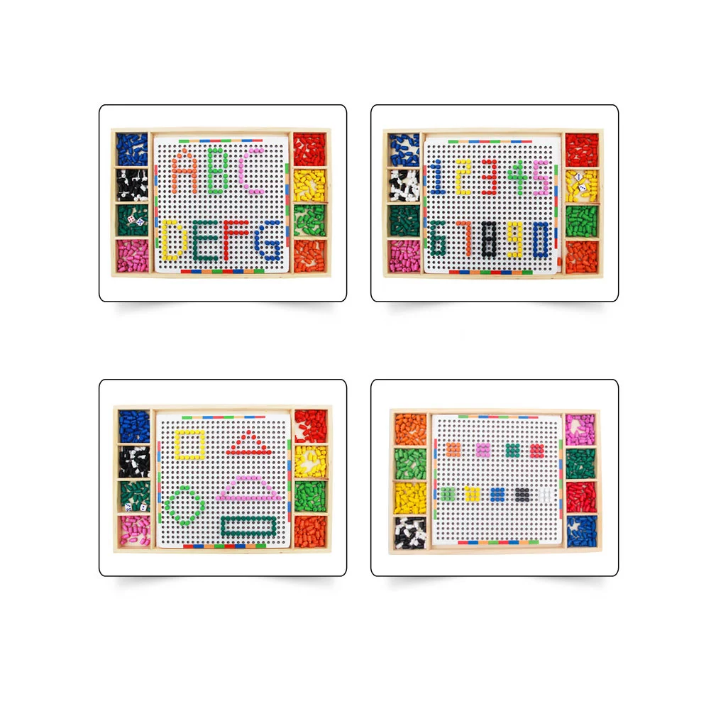 

Toy Mosaic Building Jigsaw Pegboard Toys Educational Nails Mushroom Bricks Diy Puzzles Stem Toddler Montessori Shape Recognition