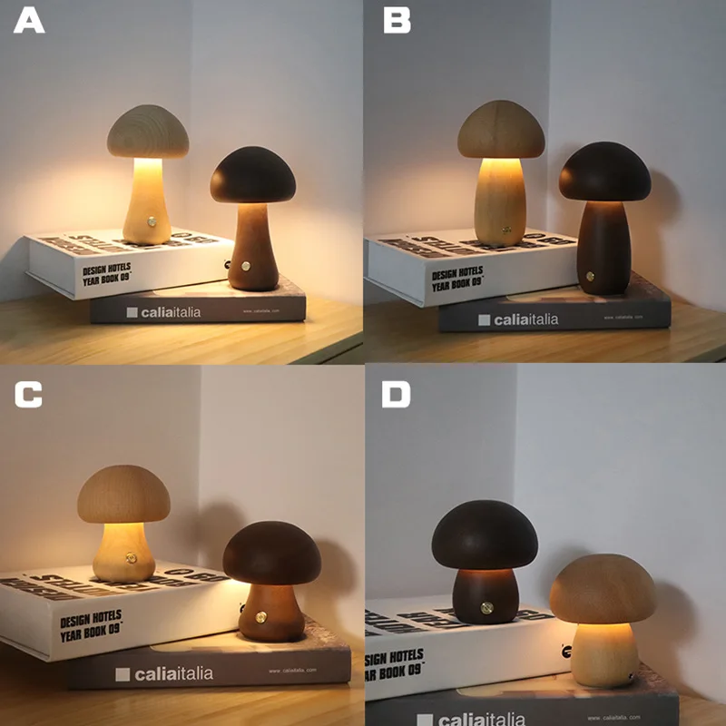 

Table Decoration Led Table Lamp Lights Decoration Cute Room Decor Lamp Bedside Table Wood touch Lamp Led Night Mushroom Light