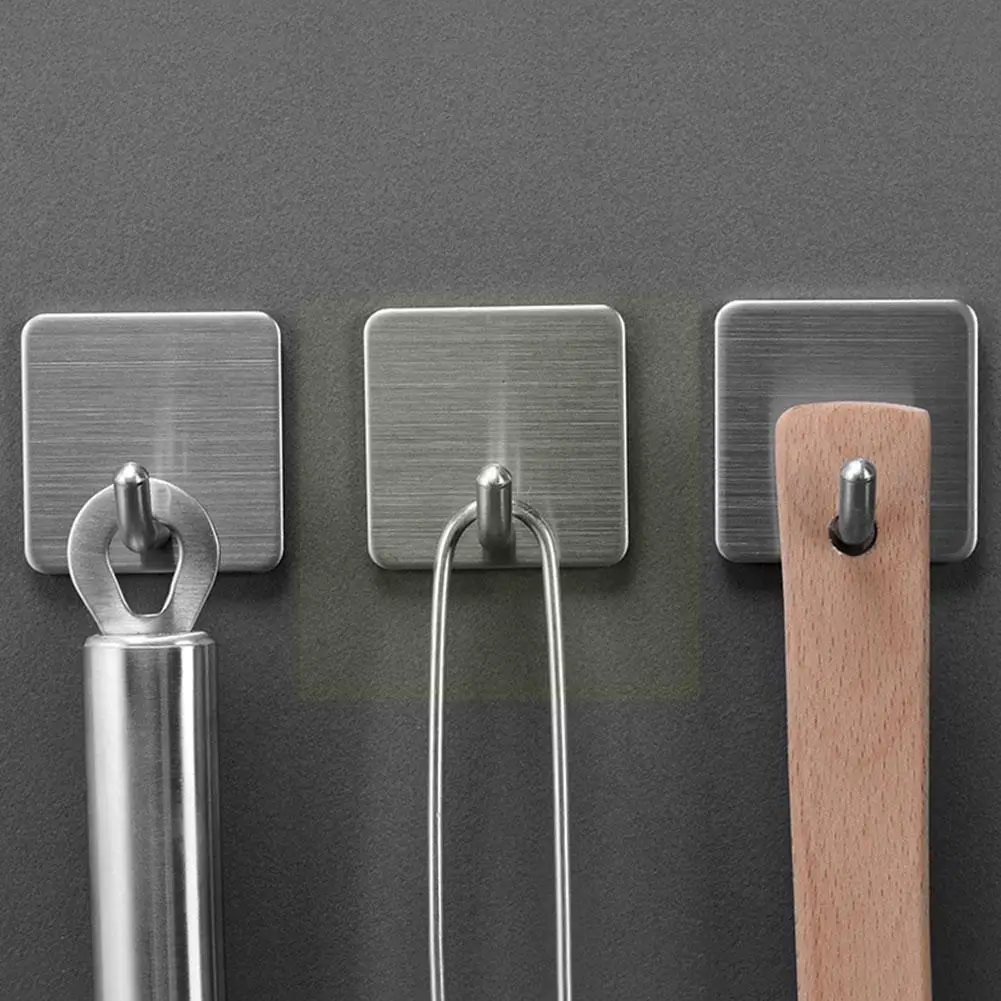 

Водонепроницаемый стальной крючок для ванной комнаты, бесшовный задний крючок, липкий крючок, домашняя кухонная дверь L4Q0