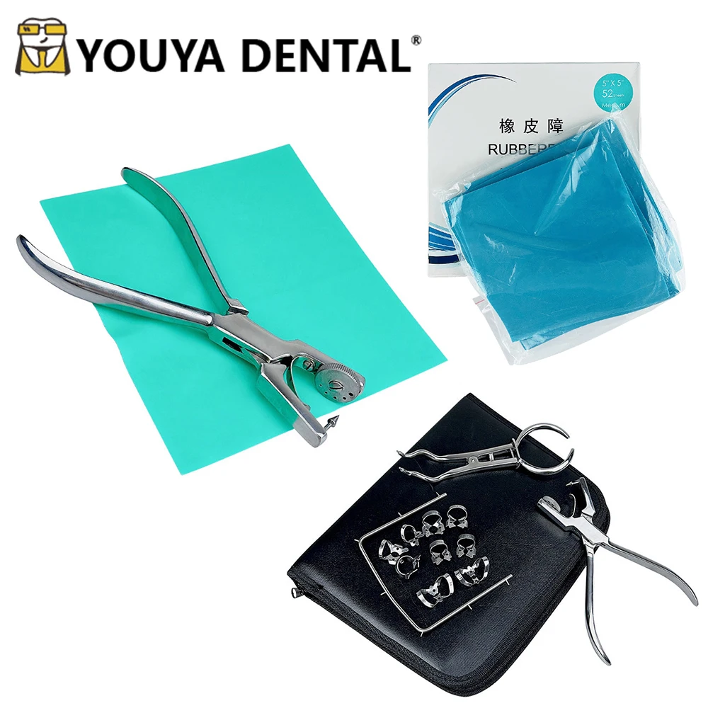 

36/52 Sheet Natural Rubber Latex Dental Dam Non Sterile Dam Hole Perforator Puncher Pliers Dentistry Orthodontic Tools