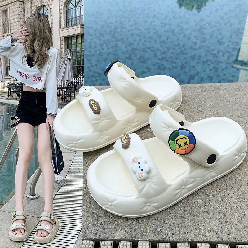 2023 Summer sandals cartoon thick soled two-wear sandals men's and women's non-slip breathable slippers