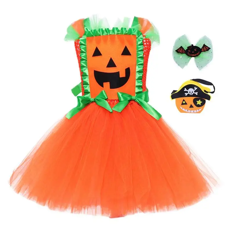 

Girl Halloween Pumpkin Dress Ghost Costume Dress With Bag Summer Clothes Princess Pageant For Party Cosplay 311 Years Old