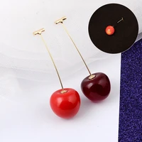 new cute simulation red cherry brooches fruit sweet resin fashion temperament lady pins women girls cherry geometric brooches
