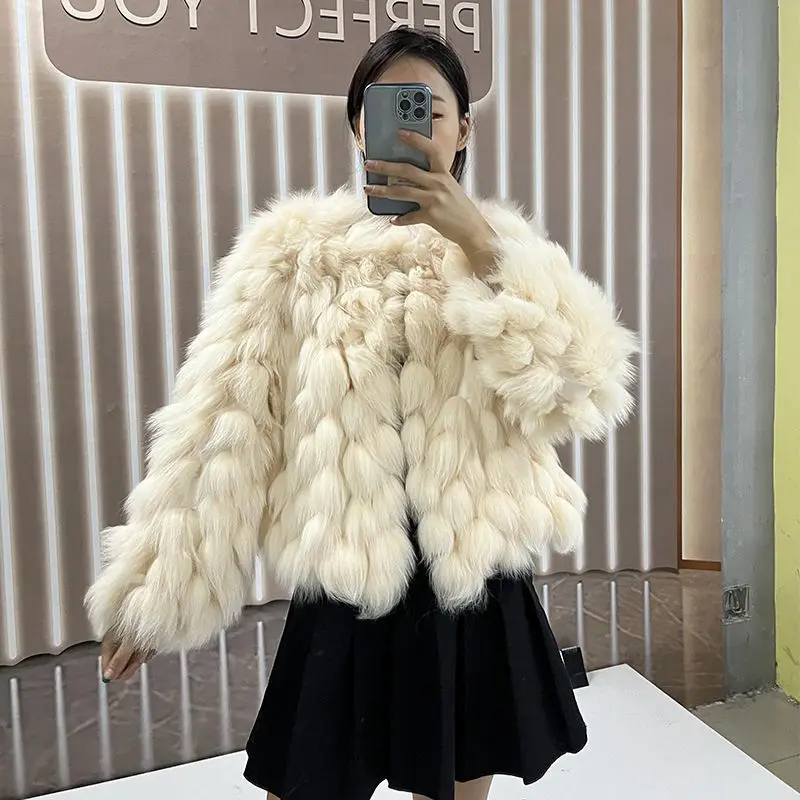 Fox Fur Coat Female 2022 New Fashion Casual Short Winter Fur Jacket Female Winter Warm Leather High Quality Fur Vest