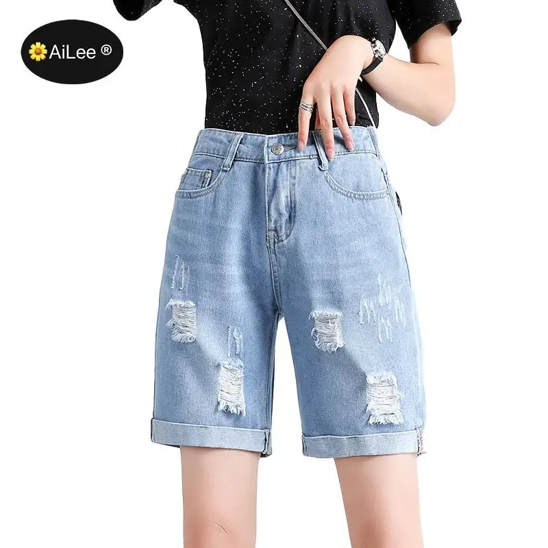 Plus Size Jeans Shorts Women Summer High Waisted Denim Shorts Jeans Women Short 2021 New Femme Push Up Skinny Loose Denim Shorts