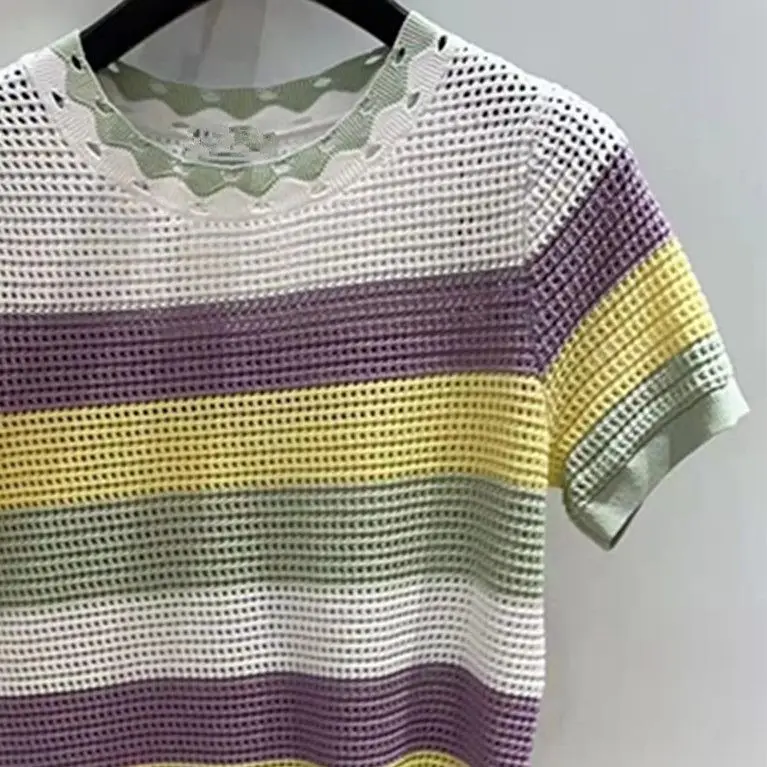 

Женская футболка в полоску, с круглым вырезом и коротким рукавом