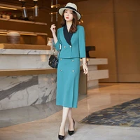korean style wholesale 2 piece suit set high quality formal skirt blazer office lady formal women business elegant sets skirt