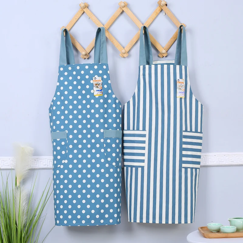 Fresh Striped Polka Dot Japanese Style Cotton Fabric Apron Kitchen Home Workwear Half Vest |