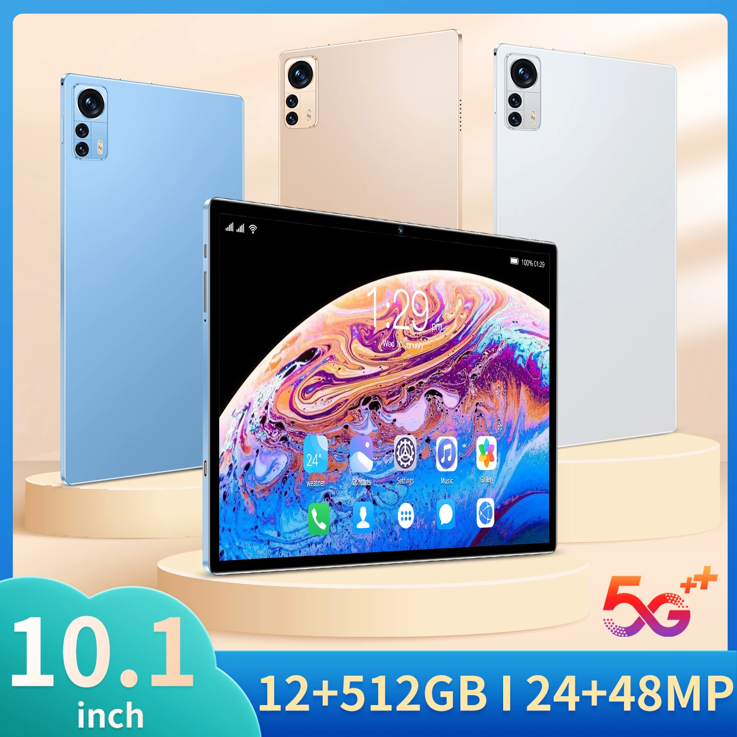 

Планшет Pro на Android 11, восемь ядер, экран 10,1 дюйма, 12 Гб + 512 Гб