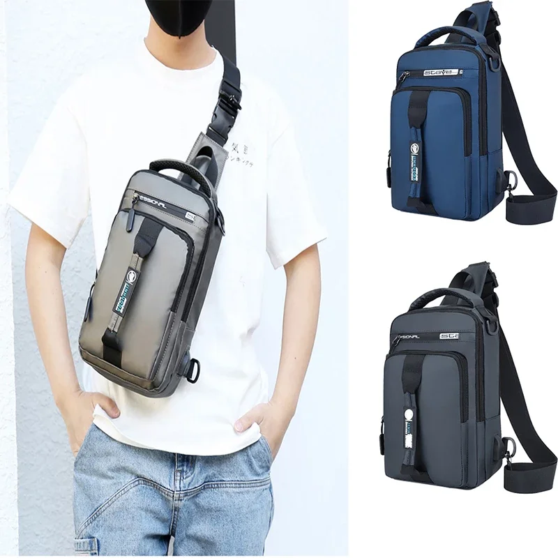 

Casual Sling Chest Bags for Men Shoulder Bag Anti-theft Waterproof Daily Mens Messenger Waist Bag with USB Port Organizer New In