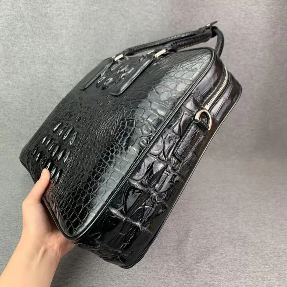Фото Мужской портфель из натуральной кожи крокодила, деловая сумка из натуральной кожи крокодила, высококачественная мужская сумка через плечо, сумка для ноутбука №4