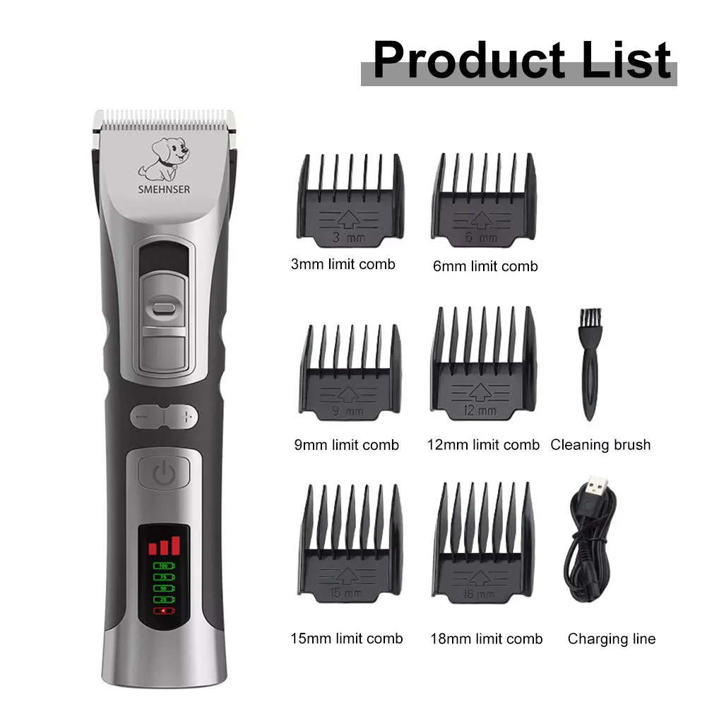 

Dog Hair Clipper Rechargeable Shaver Haircut Cutter Machine Set Cordless Low Noise Puppy Grooming Hair