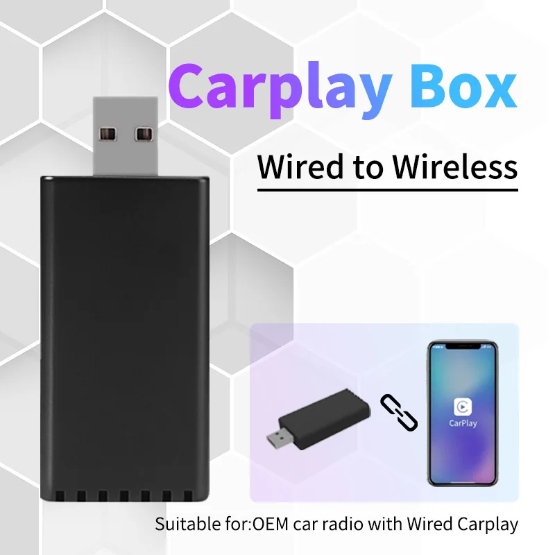 

Wired to Wireless CarPlay Adapter for OEM Car Stereo With USB Plug and Play Smart Link Phone Automatic Connection to CarPlay