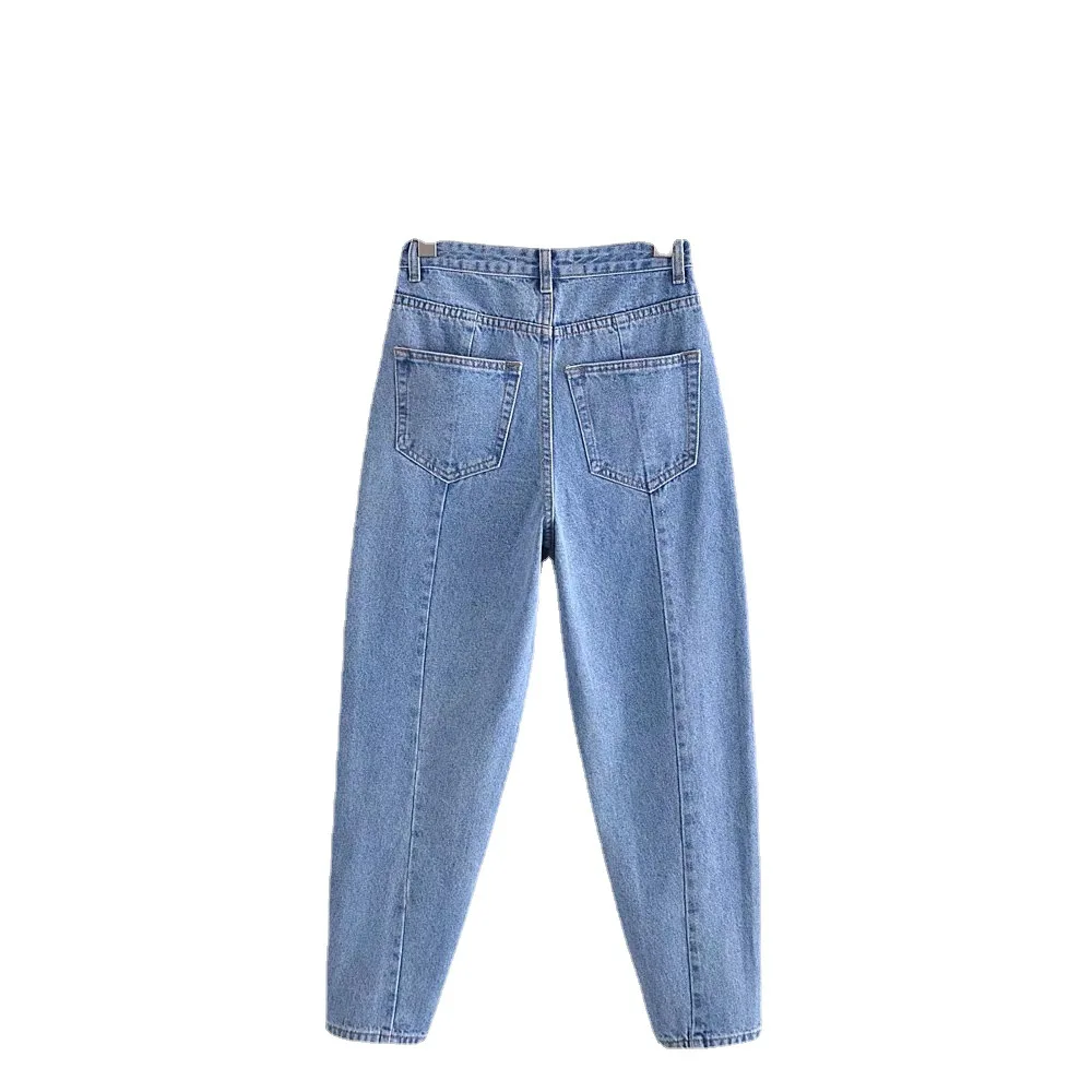 2022 Spring and Summer Women's New Casual Fashion All-match Back Patchwork Solid Color Jeans Women