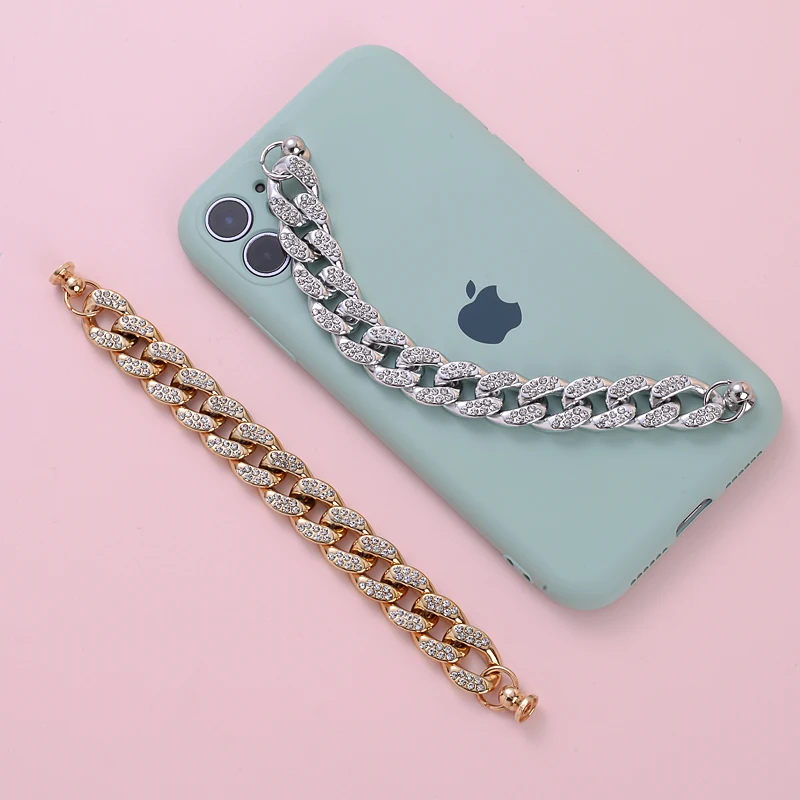New Charms Lady Women TelePhone Chains Strap Jewelry Gold Silver Colors Acrylic Mobile Phone Chain DIY Handmade Accessories