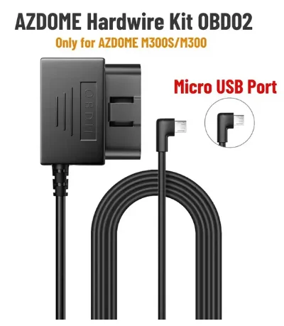 

AZDOME Hardwire Kit OBD для AZDOME M550 Pro M580 M300S Кабель для парковки видеорегистратора Micro USB/Mini USB/Type C Port 24H Парковочный монитор