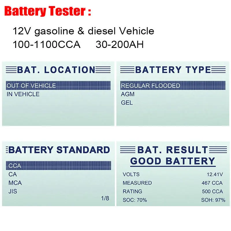 FOXWELL BT100 Pro Тестер Автомобильного Аккумулятора 12 В Для Гелевых Аккумуляторов AGM