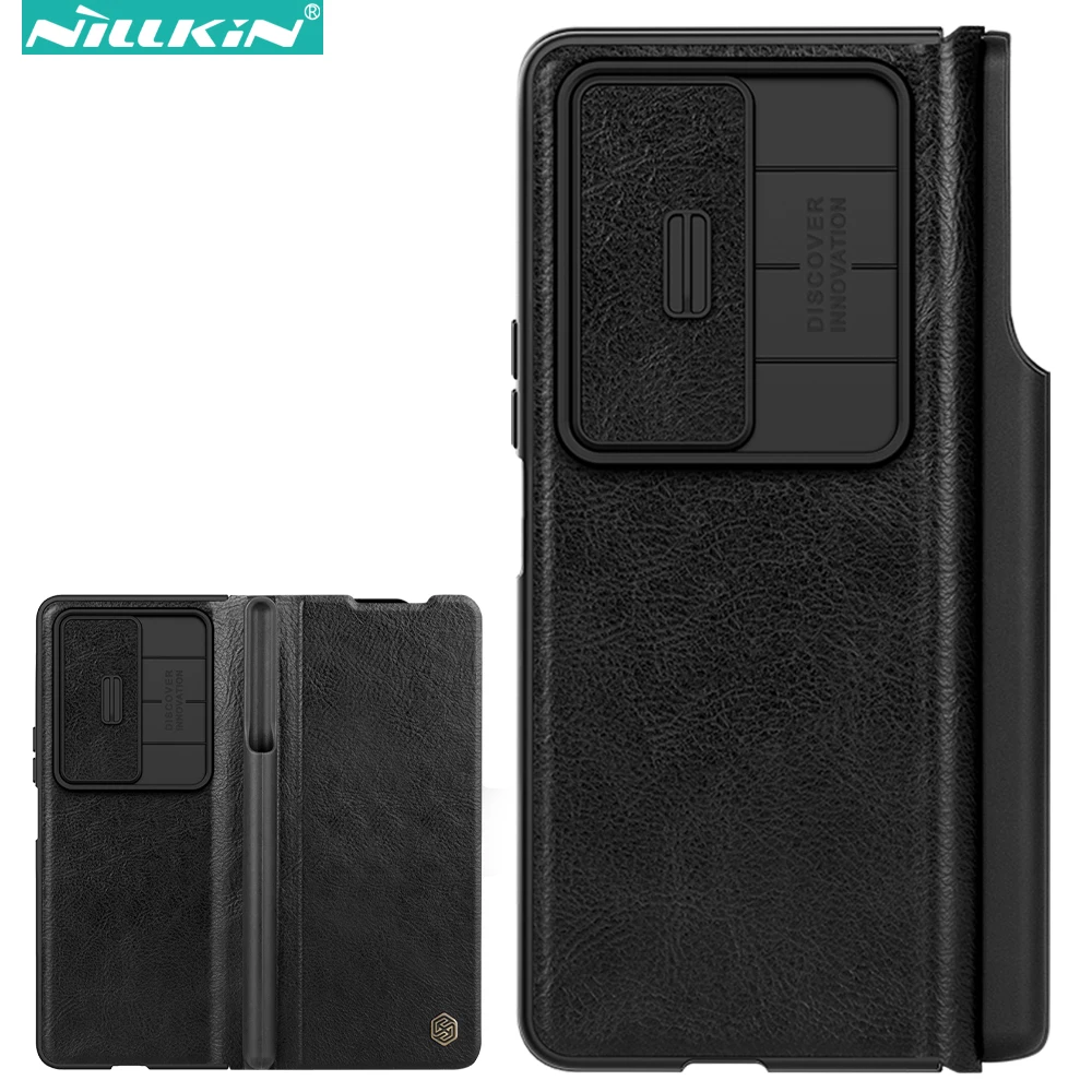 

Nillkin Qin Flip Leather Case for Samsung Galaxy Z Fold 4 / Fold 3, Luxury Business Lens Sliding Cover with Pen Holder for S Pen