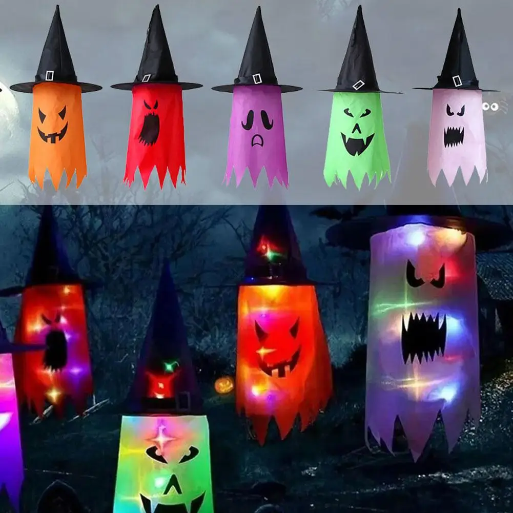 

Halloween Decorative Hat Colorful Glowing Witch Hat Skirts, Pendant Ghost Wizardry Site Props, Layout Hat G1U4