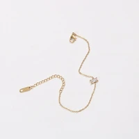 non tarnish stainless steel rectangle zirconia dainty chain bracelet for women trendy jewelry wholesale