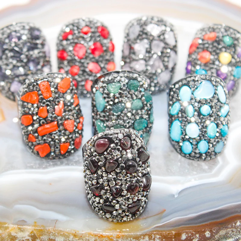 Микроинкрустация камнями с аметистом кольцо черный цвет пистолета рейки