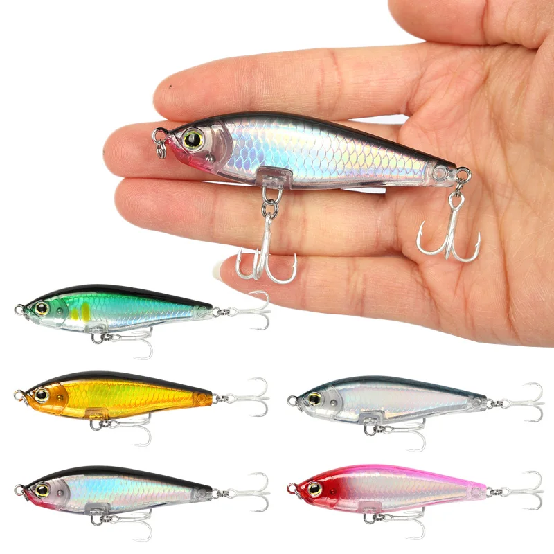 

1 Pcs 70mm 7.8g Sinking Fishing Laser Pencil Lure VIB lure Artificial Bait Freshwater Wobbler Fishing Tackle Pesca Fishing PE070