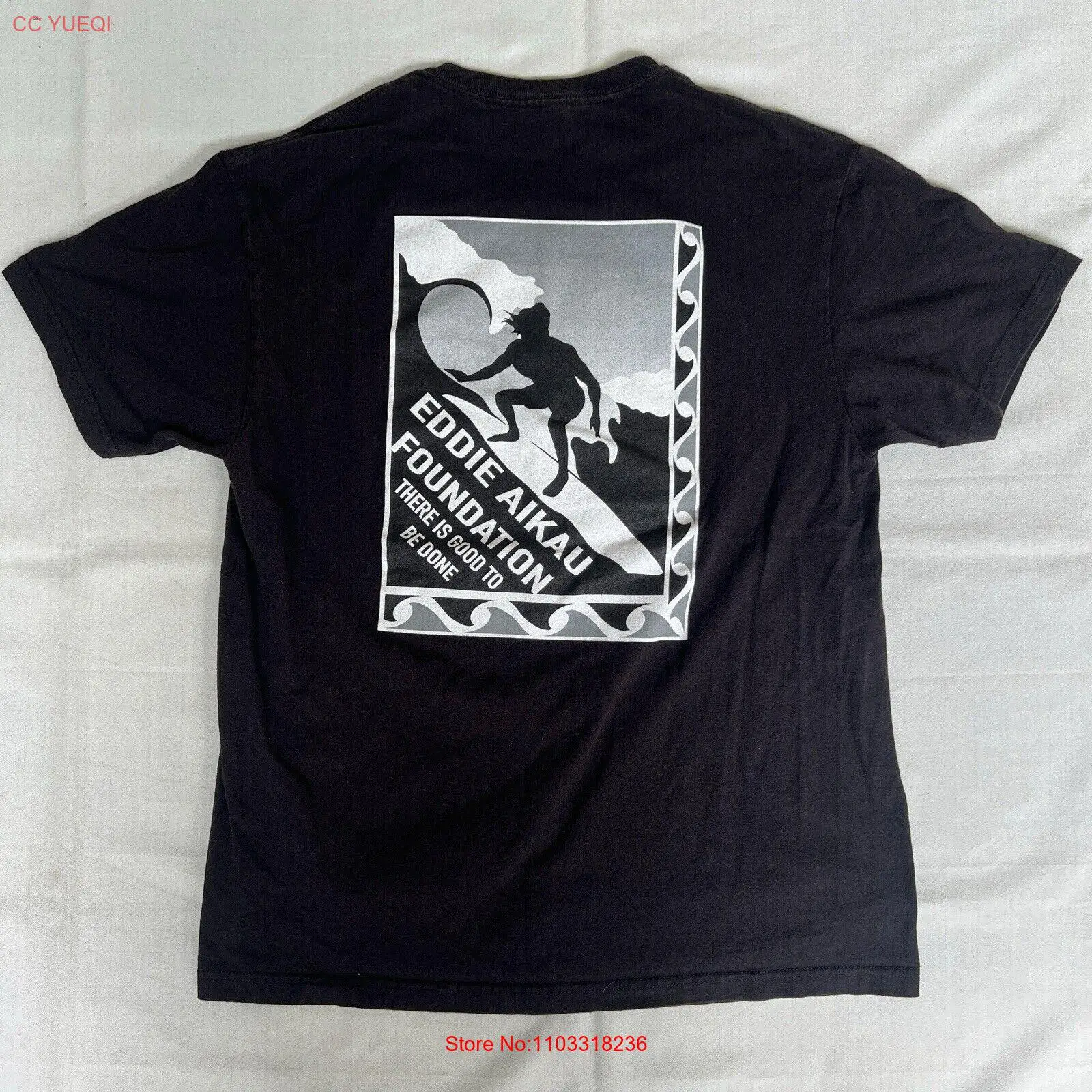 Мужская рубашка с большой волной Эдди айкау черная тональным основанием большие