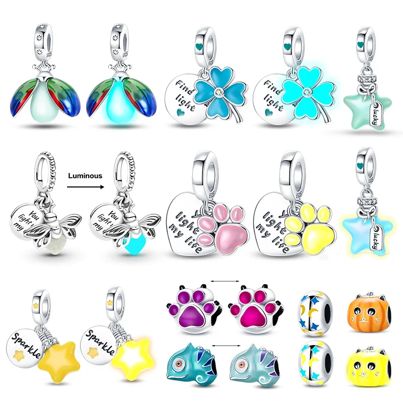 

For Pandora 925 Original Bracelets Chameleon Butterfly Dinosaur Animal Silver Charms Beads Fit DIY Christmas Jewelry Gift Making