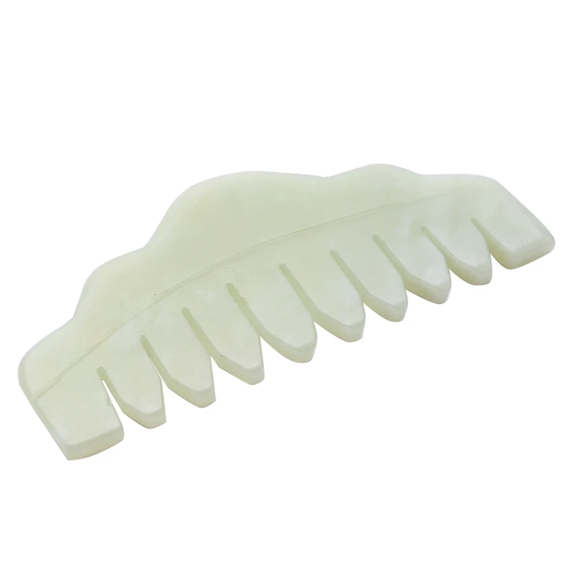 

Traditional Nature Jade Comb Massage Spa Acupuncture Head Therapy Trigger Point Treatment On Head Gua Sha Board