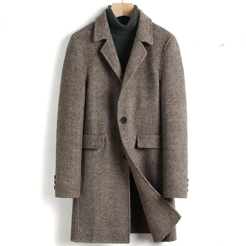 Модная зимняя Мужская двухсторонняя шерстяная куртка Tcyeek утепленный шерстяной