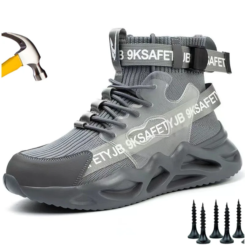 

Big Size 48 47 High Cut Safety Shoes for Men Women Anti-smashing Anti-puncture Breathable Work Sneakers Steel-Toed Shoe