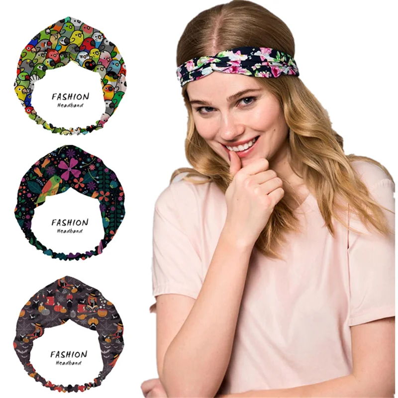 

Women birds Print Bandanas HairBands Turban Headwear Head Wrap Women Hair Accessories for Women girls Hair Bands ladies Hoop