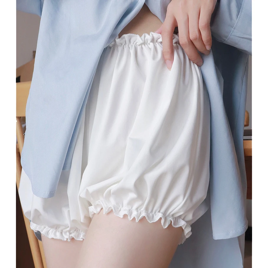 

Шорты женские с завышенной талией, повседневные безопасные штаны горничной, с оборками в виде тыквы, нижнее белье, черные белые