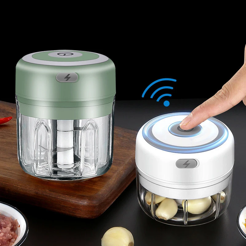 

Electric Garlic Chopper Masher Meat Crusher Wireless Chopping Stainless Steel Slicer Food Presser Cook Tools Kitchen Gardget