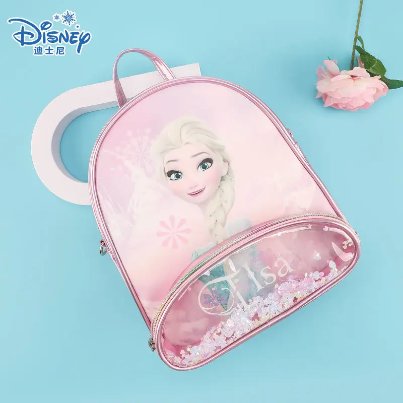 Disney Aisha Princess Student Cute Elegant Sequin Quicksand Backpack Large Capacity Lightweight Waterproof Crossbody Backpack