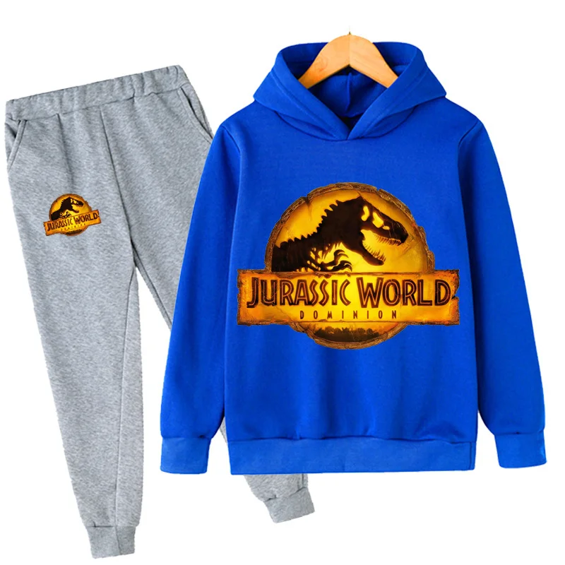 

Jurassic World Dominion Sweatshirts Set Boys Girls Harajuku Cosplay Hoodies Long Pants Clothes Spring And Fall Costumes Outfits