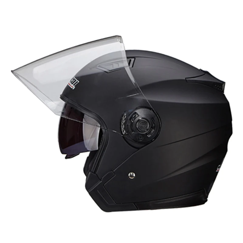 

Летние мотоциклетные шлемы Jiekai для мужчин и женщин, винтажный мотоциклетный шлем для скутера, мотоциклетный полушлем с двойными линзами, козырек, моторный шлем