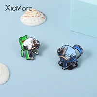 sad man enamel pins personality brooches for friends frog chair backpack clothes badge jewelry accessories for women men