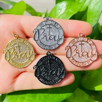 5pcs zirconia paved pray on it over it through it quote charms pendants women bracelet men necklace jewelry diy accessory supply