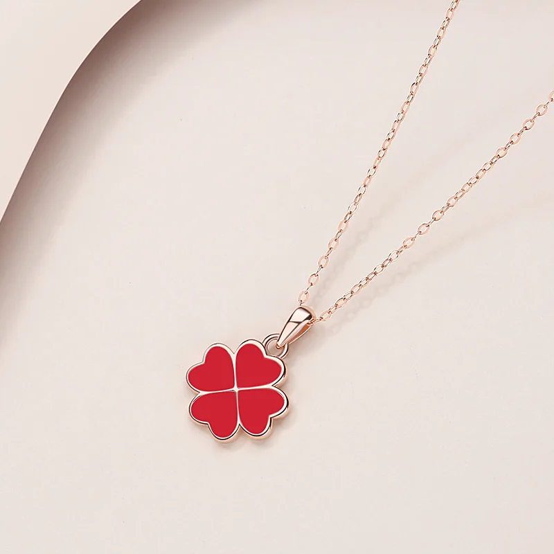 Кулон женский из серебра 100% пробы с цветком клевера |