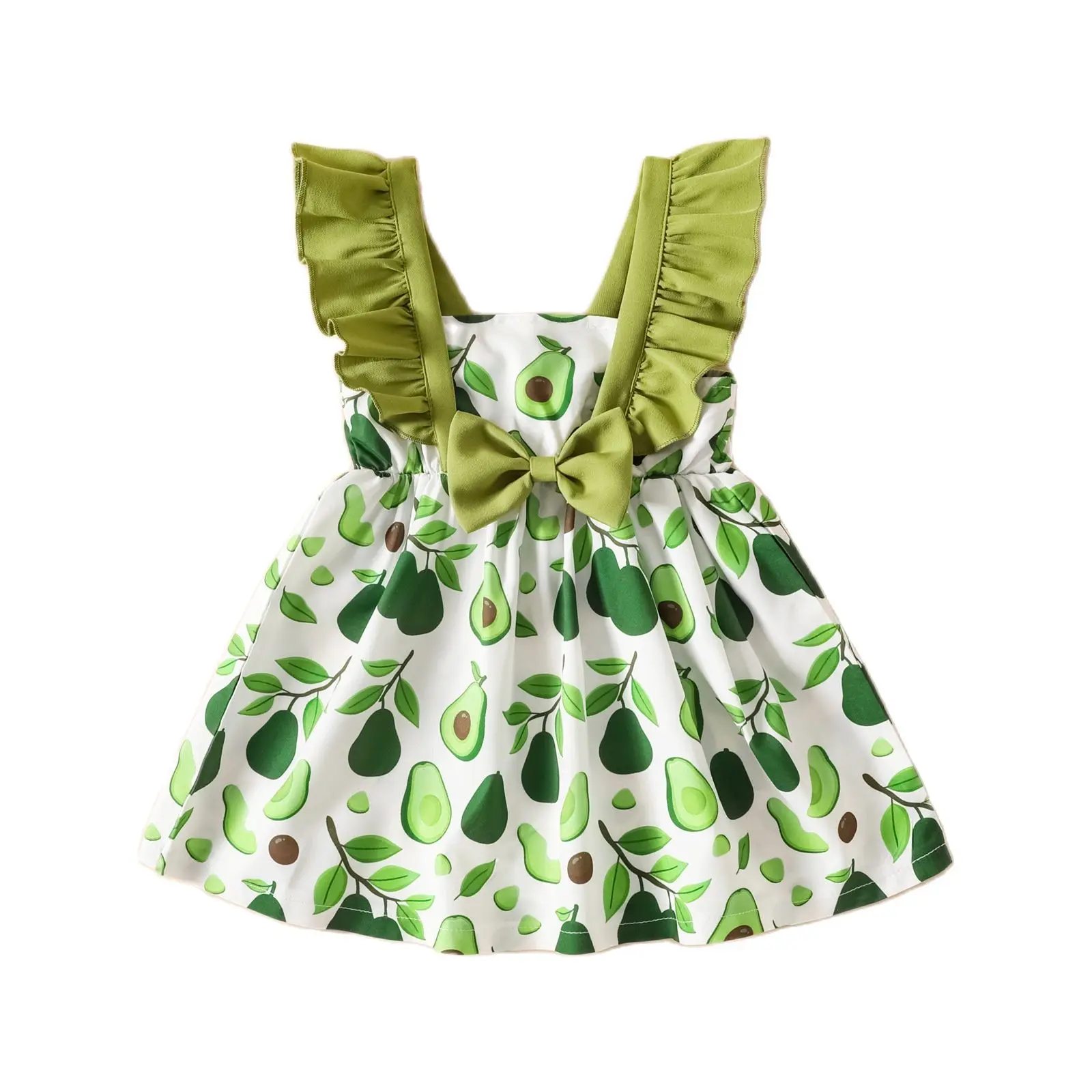 

2022 New Summer Fruit Print Casual Dress Flying Sleeves Toddler Baby Girl Clothes Kid Clothes For 1-5 Yeasr
