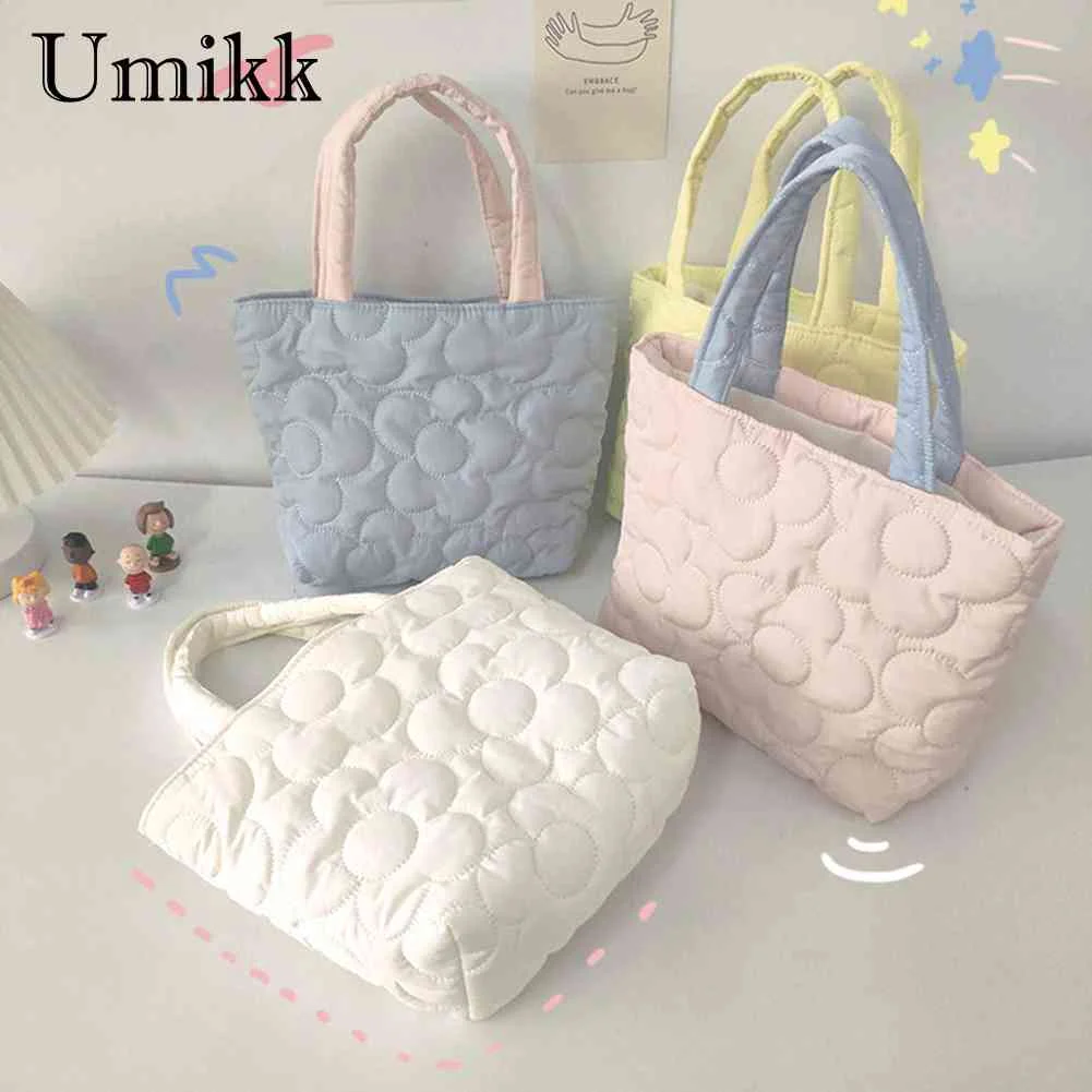 

Корейская стильная дамская сумка милые сумки с верхней ручкой, Цветочная стеганая хлопковая подкладка, портативная маленькая сумка-шоппер для отдыха, для студентов, художественная сумка