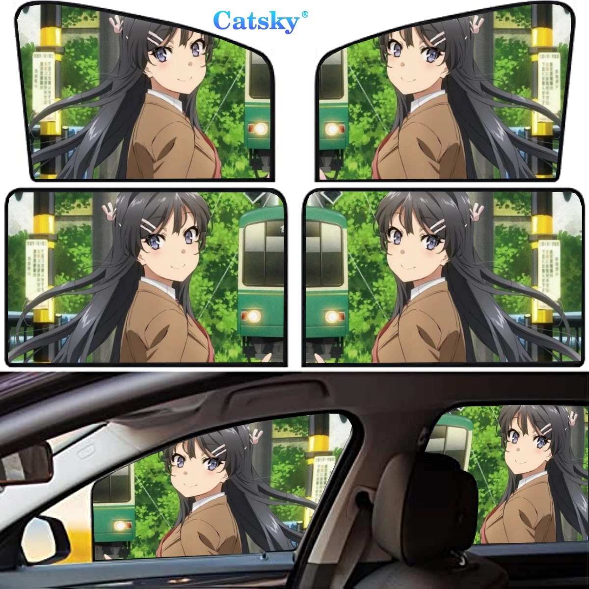 

Demon Slayer Kyojuro Rengoku 4 Pieces Privacy Car Window Sun Shades Magnetic Blackout Car Window Covers Car Curtains