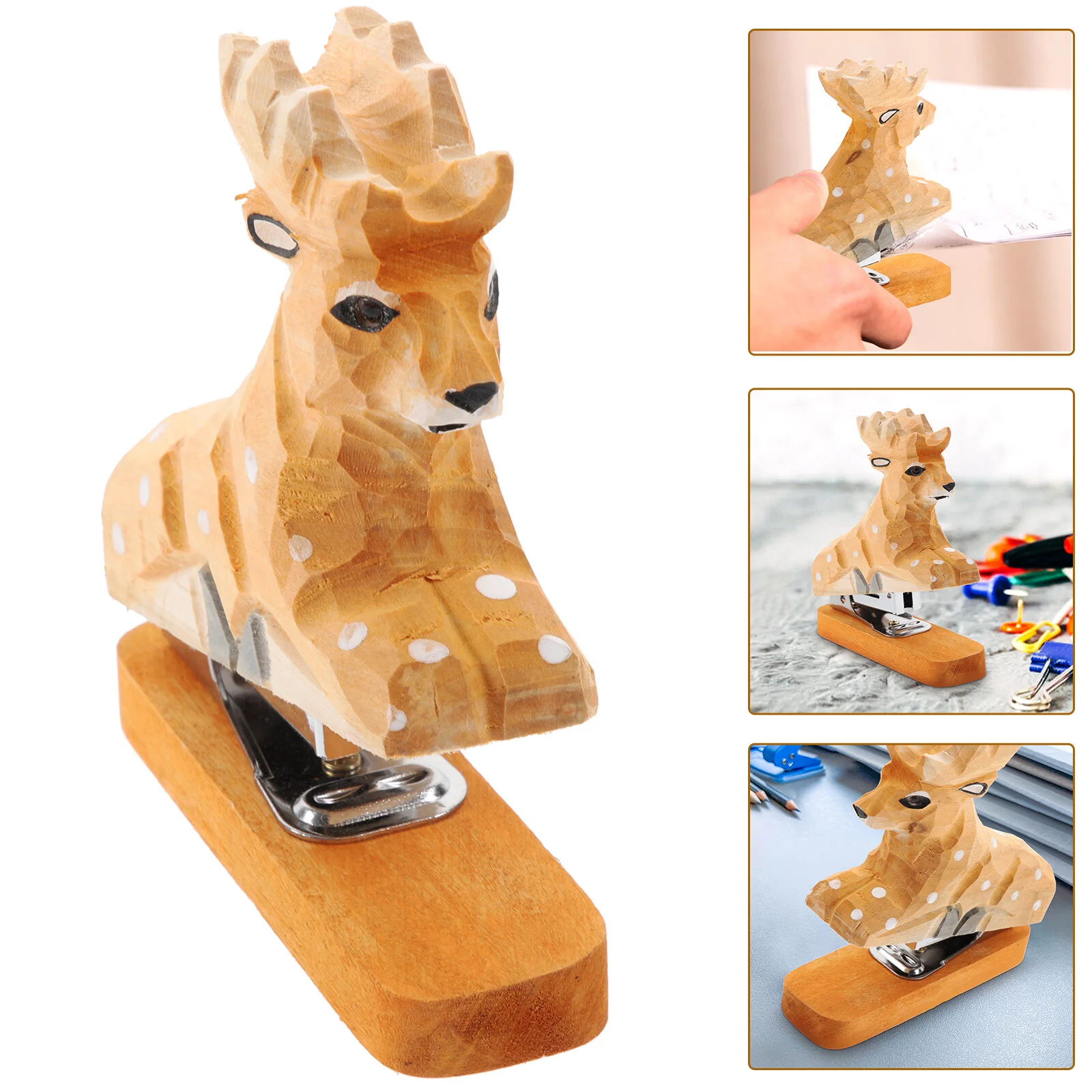 

Animal Stapler Desk Stuff Fun Office Supplies Stationery Funny Gift Adorable Home Wood Workspace Organizers