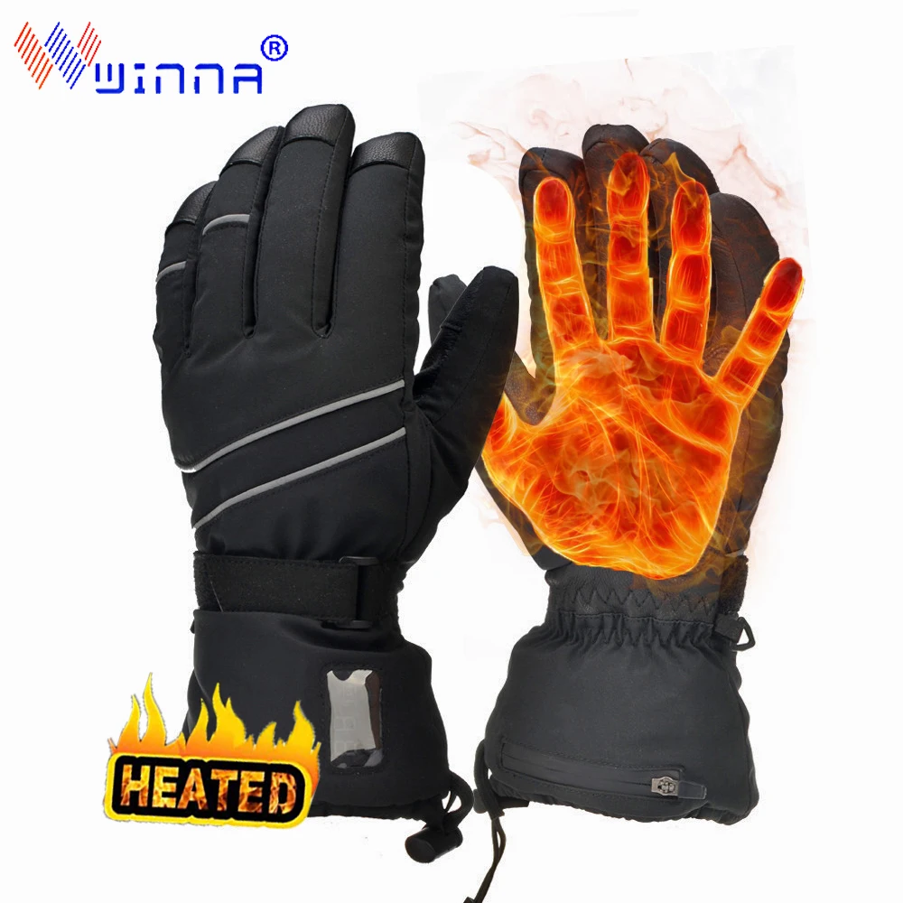 Heated Gloves for Men Women Electric Heating Motorcycle Waterproof Heated Moto Touch Screen Rechargeable  Battery Skiing Gloves