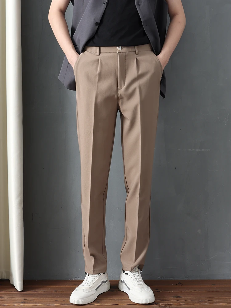 Высококачественные повседневные костюмные брюки мужские корейские модные