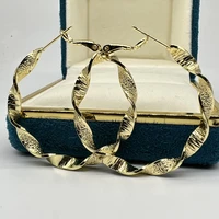 vintage 18k gold stripe engraved classic hoop earrings noble wave gold plated party earring jewelry