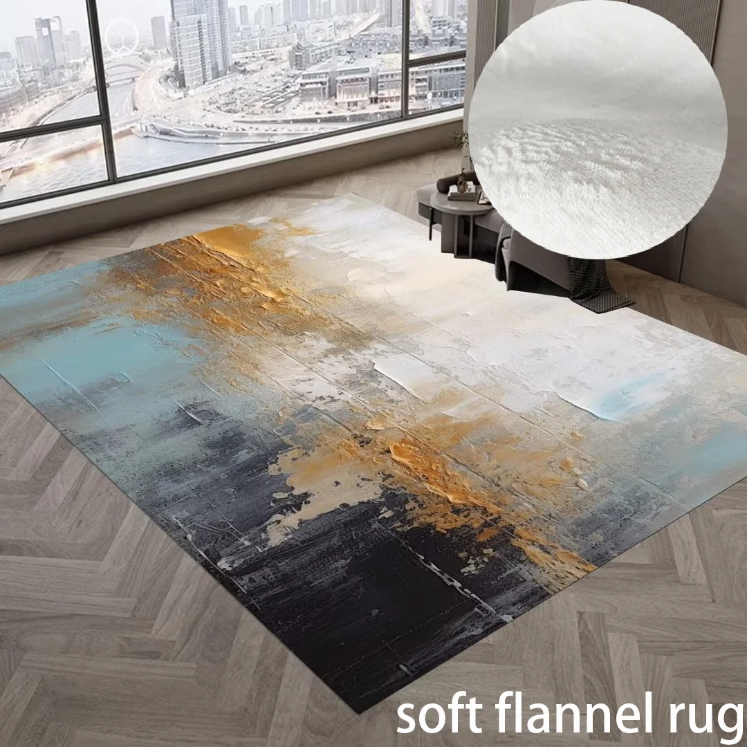 

Rectangular Flannel Carpets for Living Room Decor Non-slip Bedside Rug Wabi-sabi Style Rugs for Bedroom Washable Cloakroom Mat
